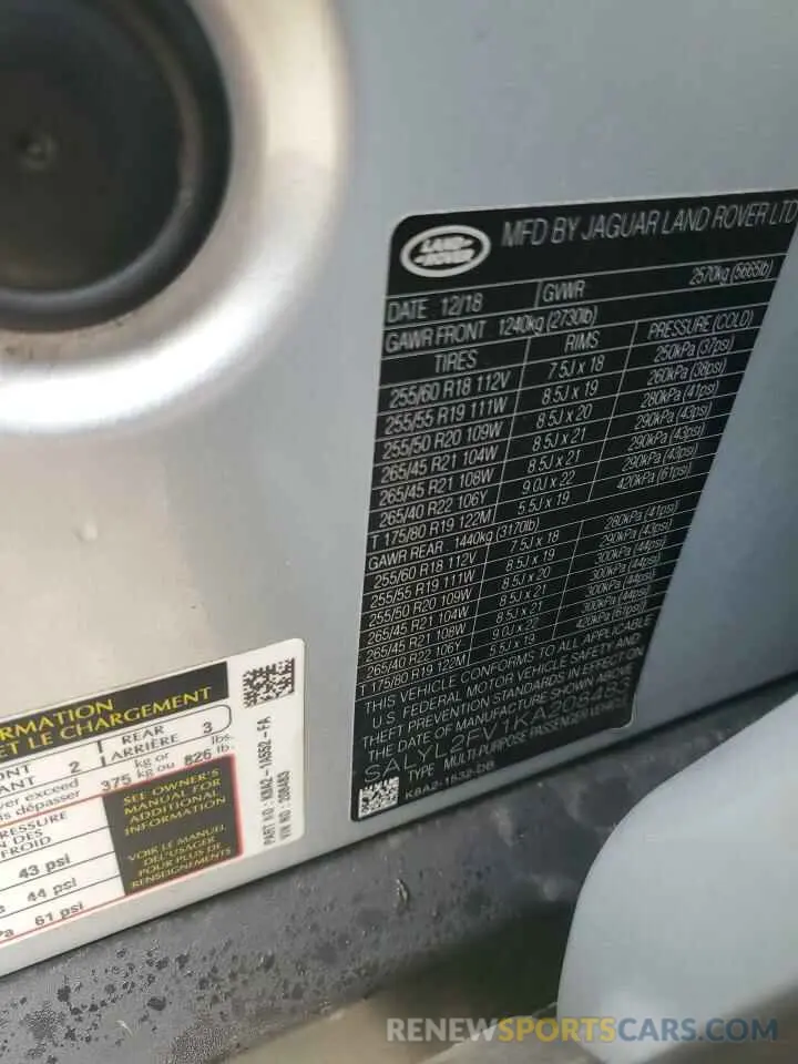14 Photograph of a damaged car SALYL2FV1KA208483 LAND ROVER RANGEROVER 2019