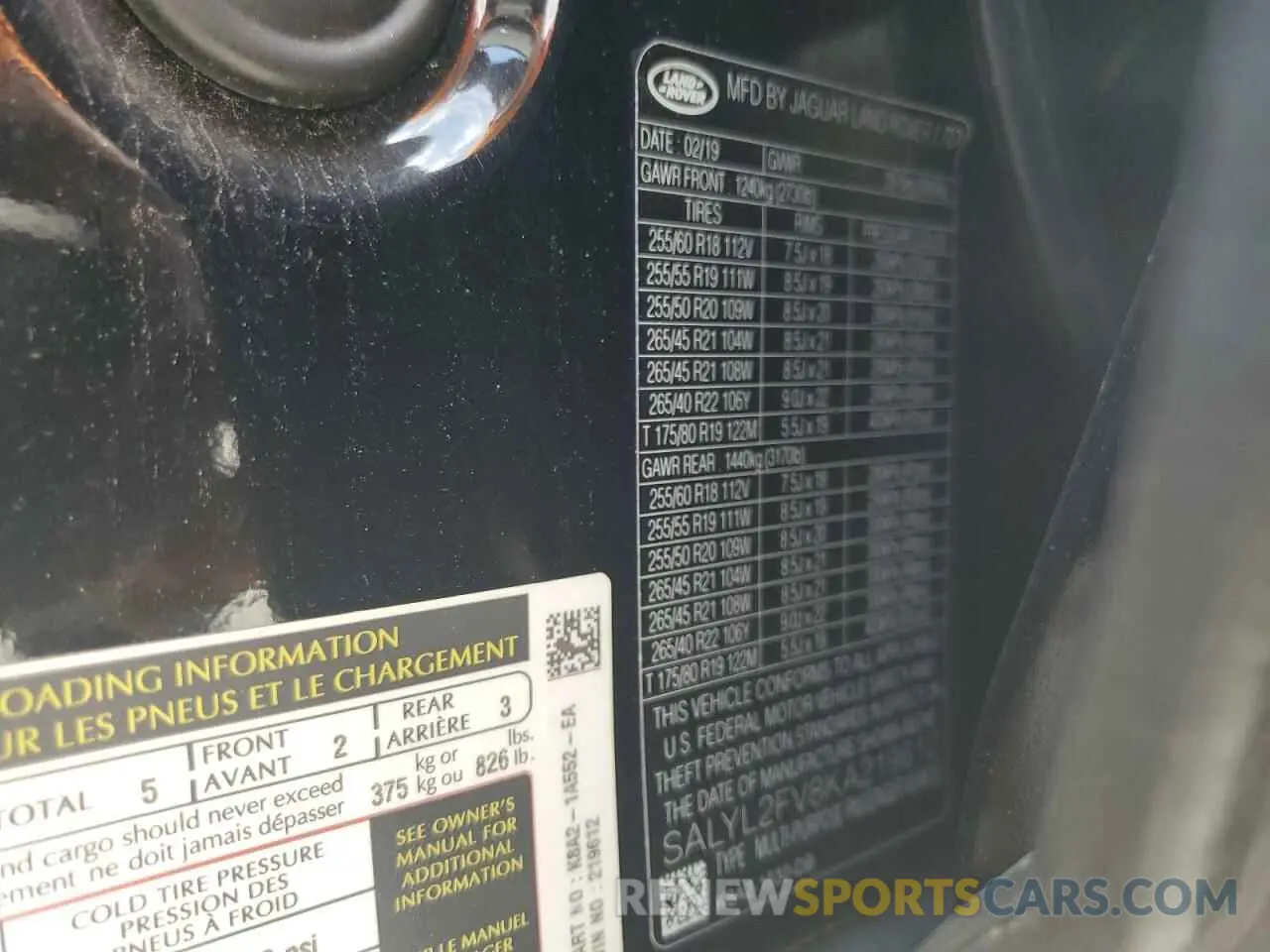 14 Photograph of a damaged car SALYL2FV8KA219612 LAND ROVER RANGEROVER 2019