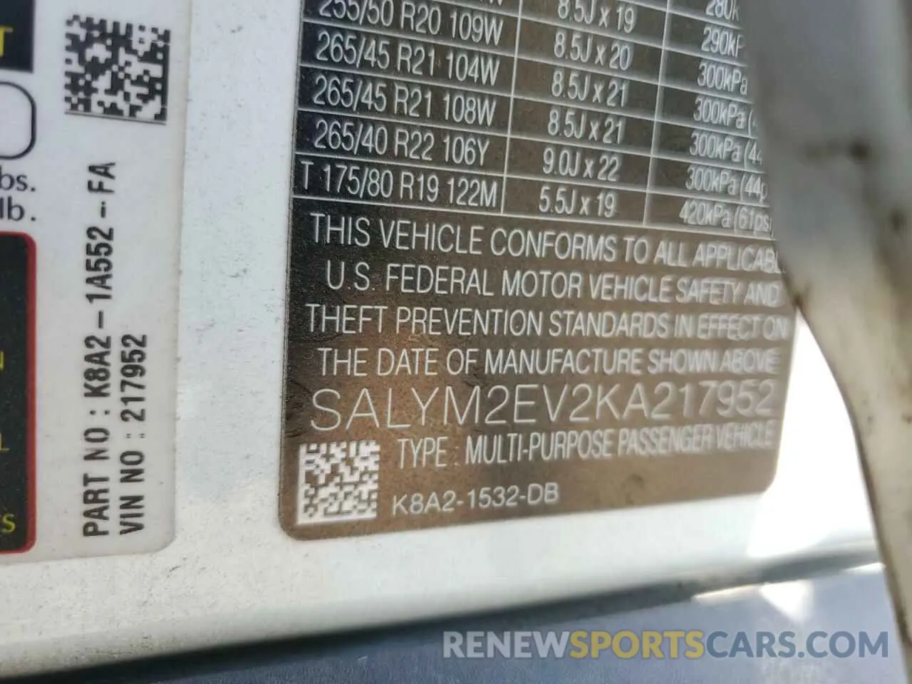 14 Photograph of a damaged car SALYM2EV2KA217952 LAND ROVER RANGEROVER 2019