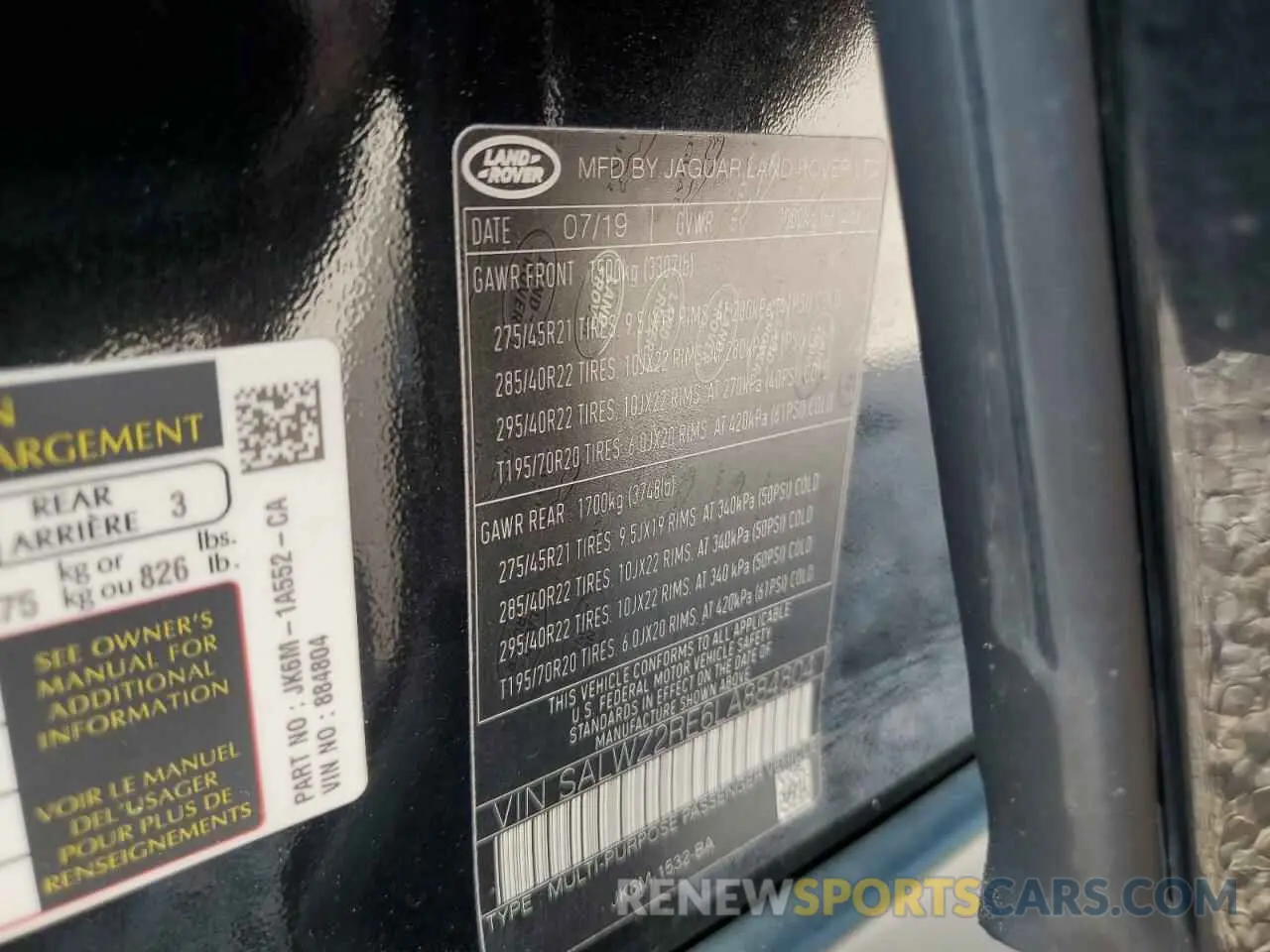 14 Фотография поврежденного автомобиля SALWZ2RE6LA884804 LAND ROVER RANGEROVER 2020