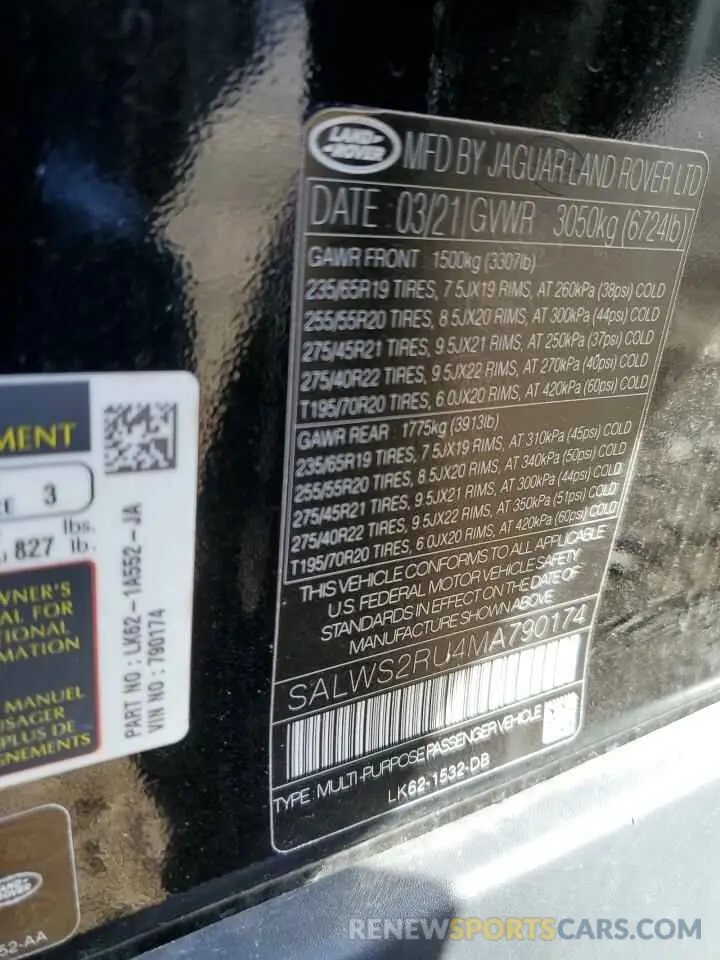 13 Photograph of a damaged car SALWS2RU4MA790174 LAND ROVER RANGEROVER 2021