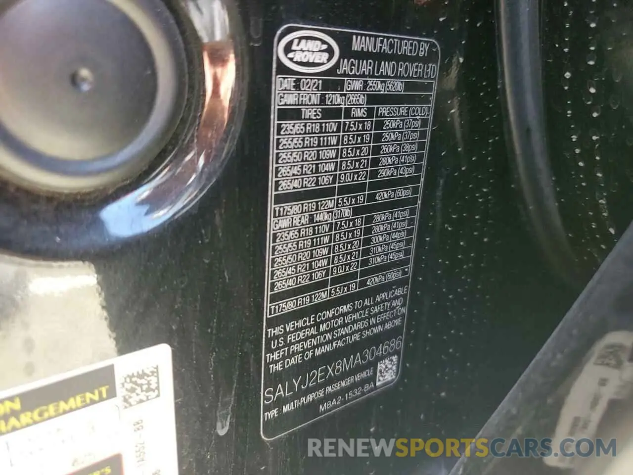13 Фотография поврежденного автомобиля SALYJ2EX8MA304686 LAND ROVER RANGEROVER 2021