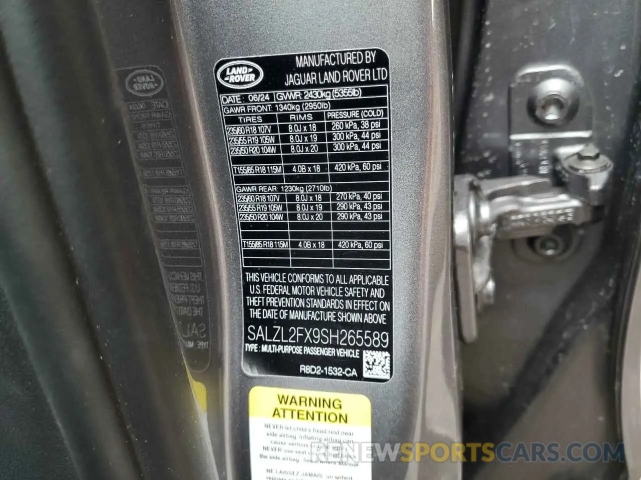 13 Фотография поврежденного автомобиля SALZL2FX9SH265589 LAND ROVER RANGEROVER 2025
