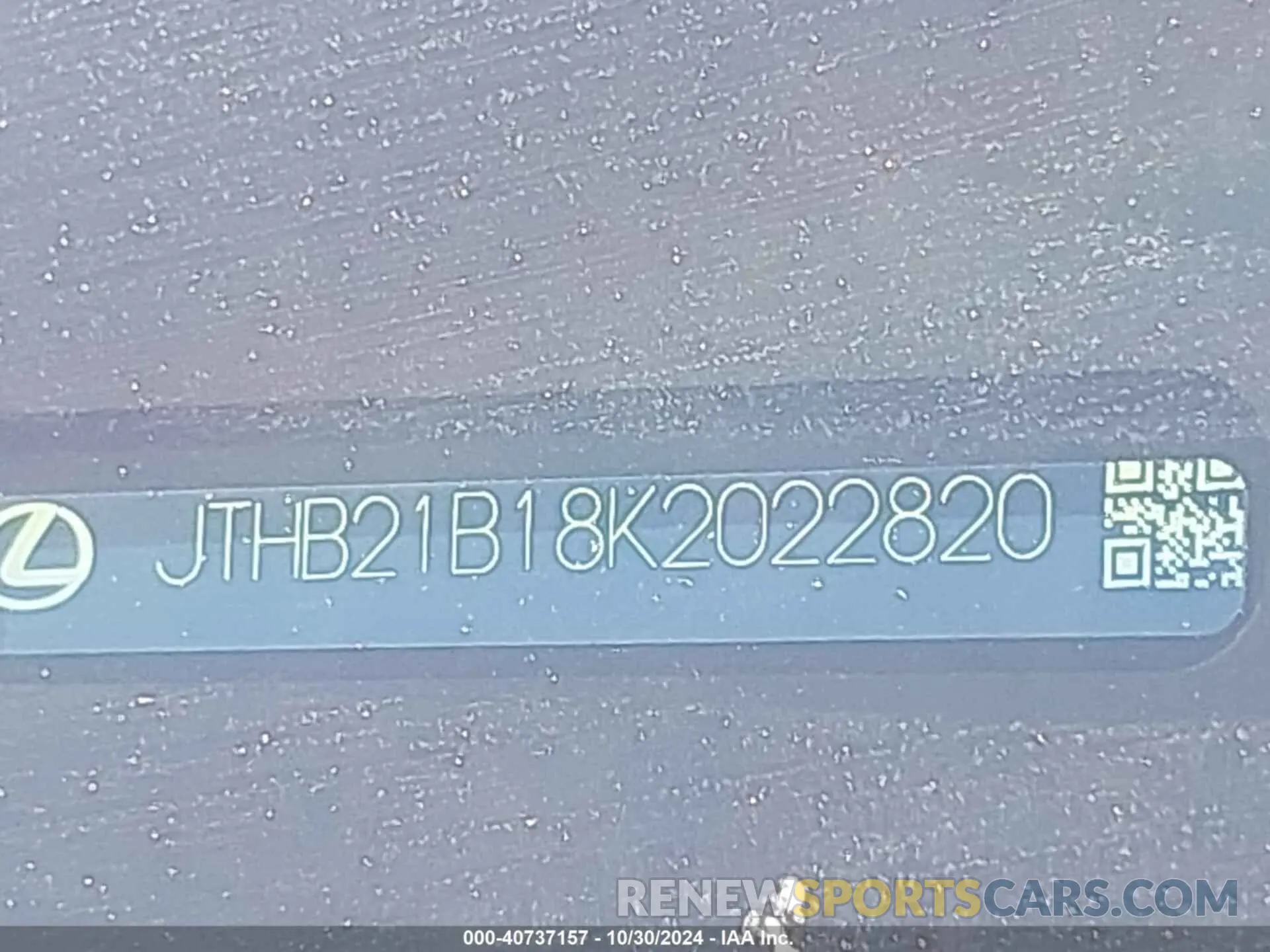9 Photograph of a damaged car JTHB21B18K2022820 LEXUS ES 300H 2019