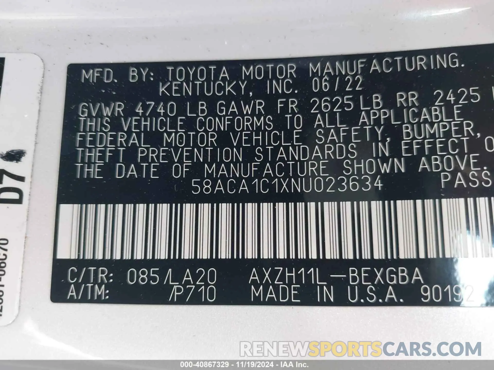 9 Фотография поврежденного автомобиля 58ACA1C1XNU023634 LEXUS ES 300H 2022