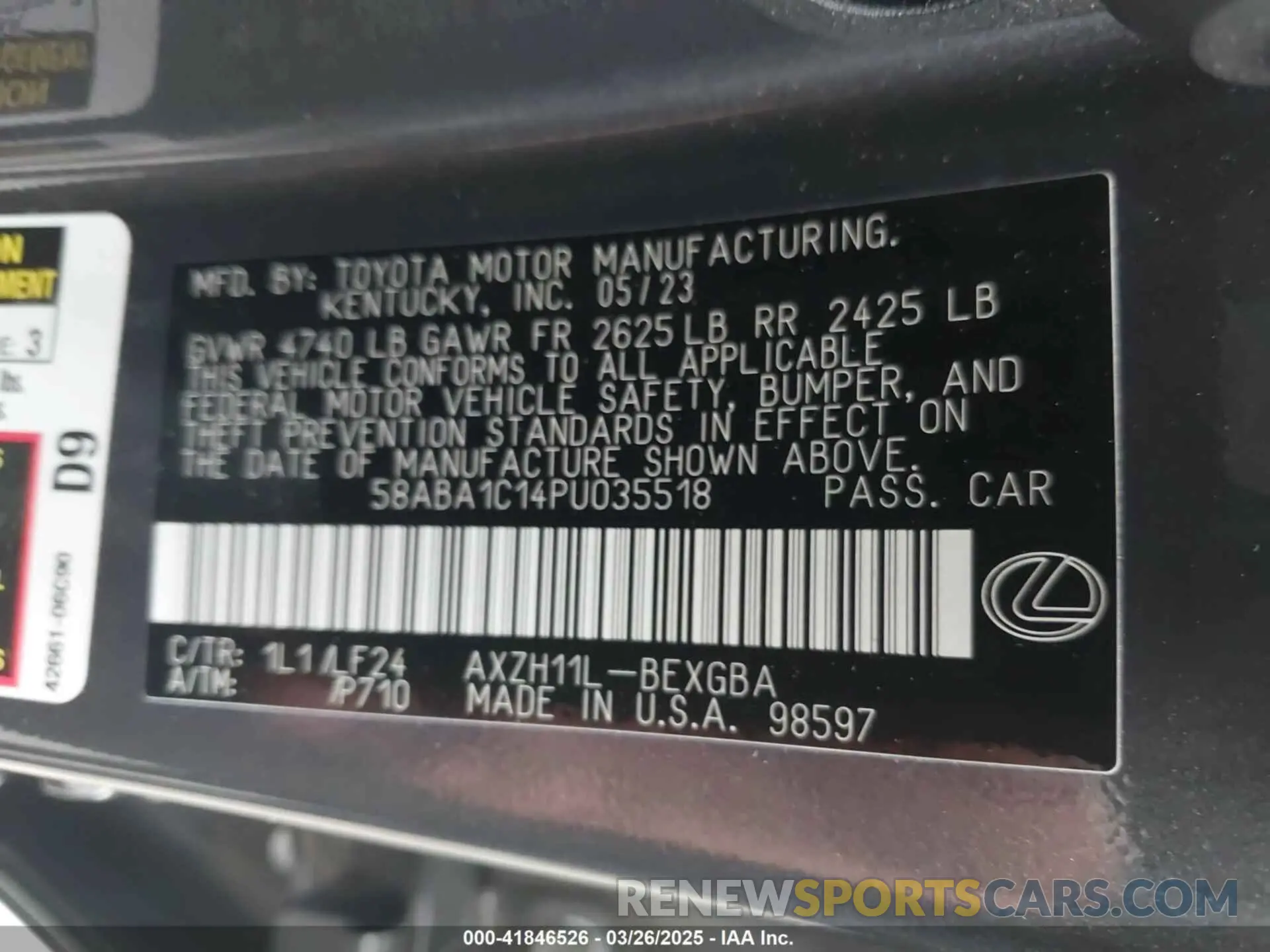 9 Photograph of a damaged car 58ABA1C14PU035518 LEXUS ES 300H 2023