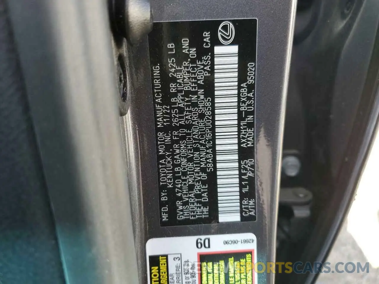 12 Photograph of a damaged car 58ABA1C16PU028585 LEXUS ES 300H F 2023
