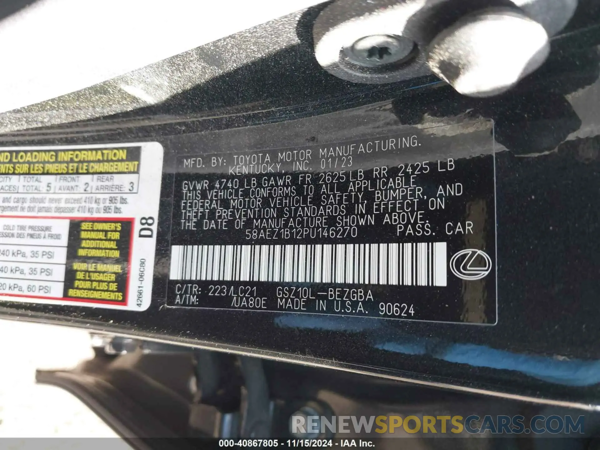 9 Photograph of a damaged car 58AEZ1B12PU146270 LEXUS ES 350 2023