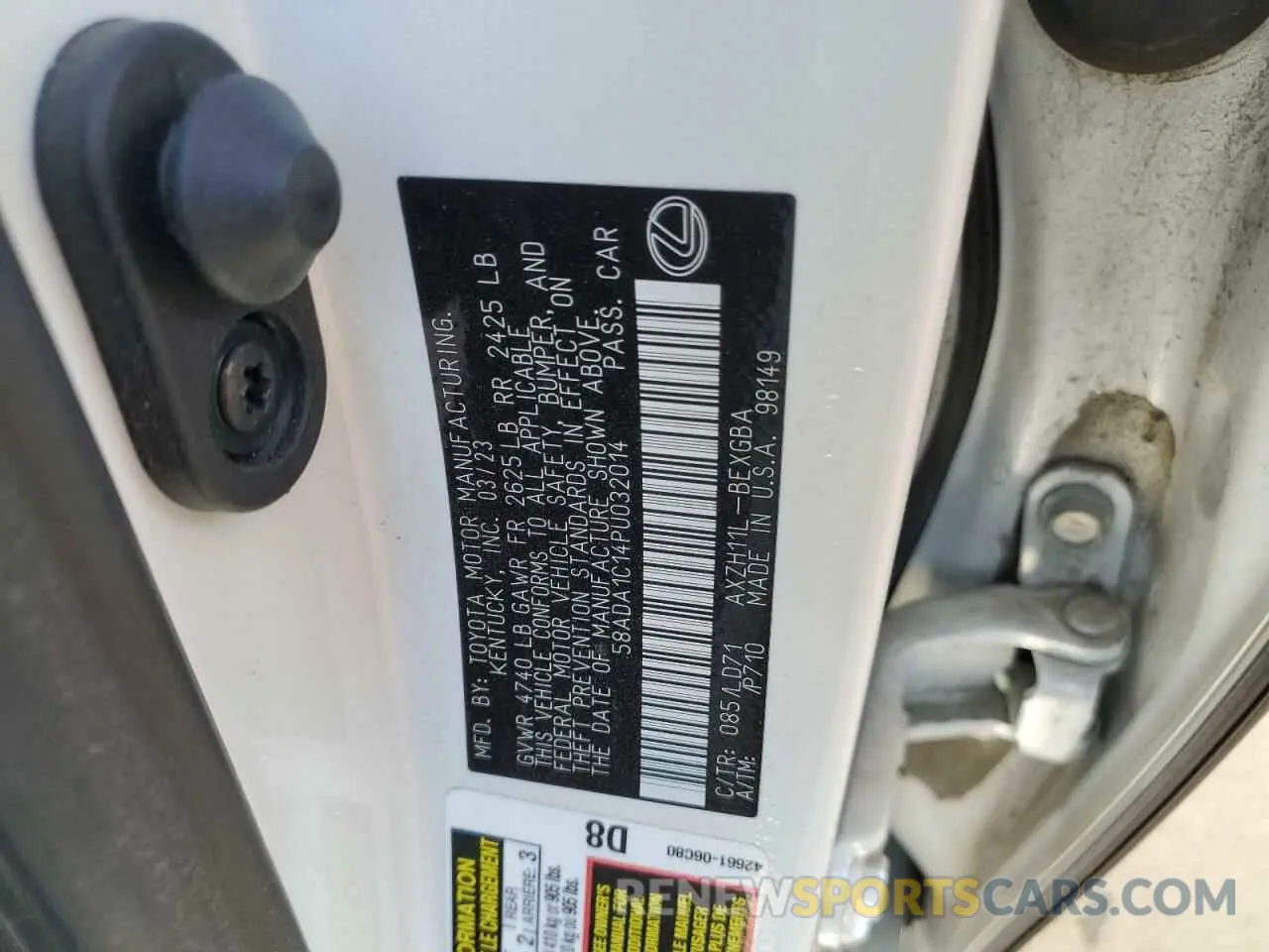 12 Фотография поврежденного автомобиля 58ADA1C14PU032014 LEXUS ES300 2023