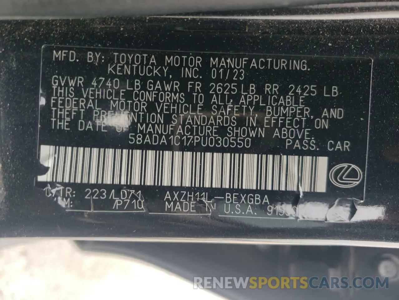 12 Фотография поврежденного автомобиля 58ADA1C17PU030550 LEXUS ES300 2023