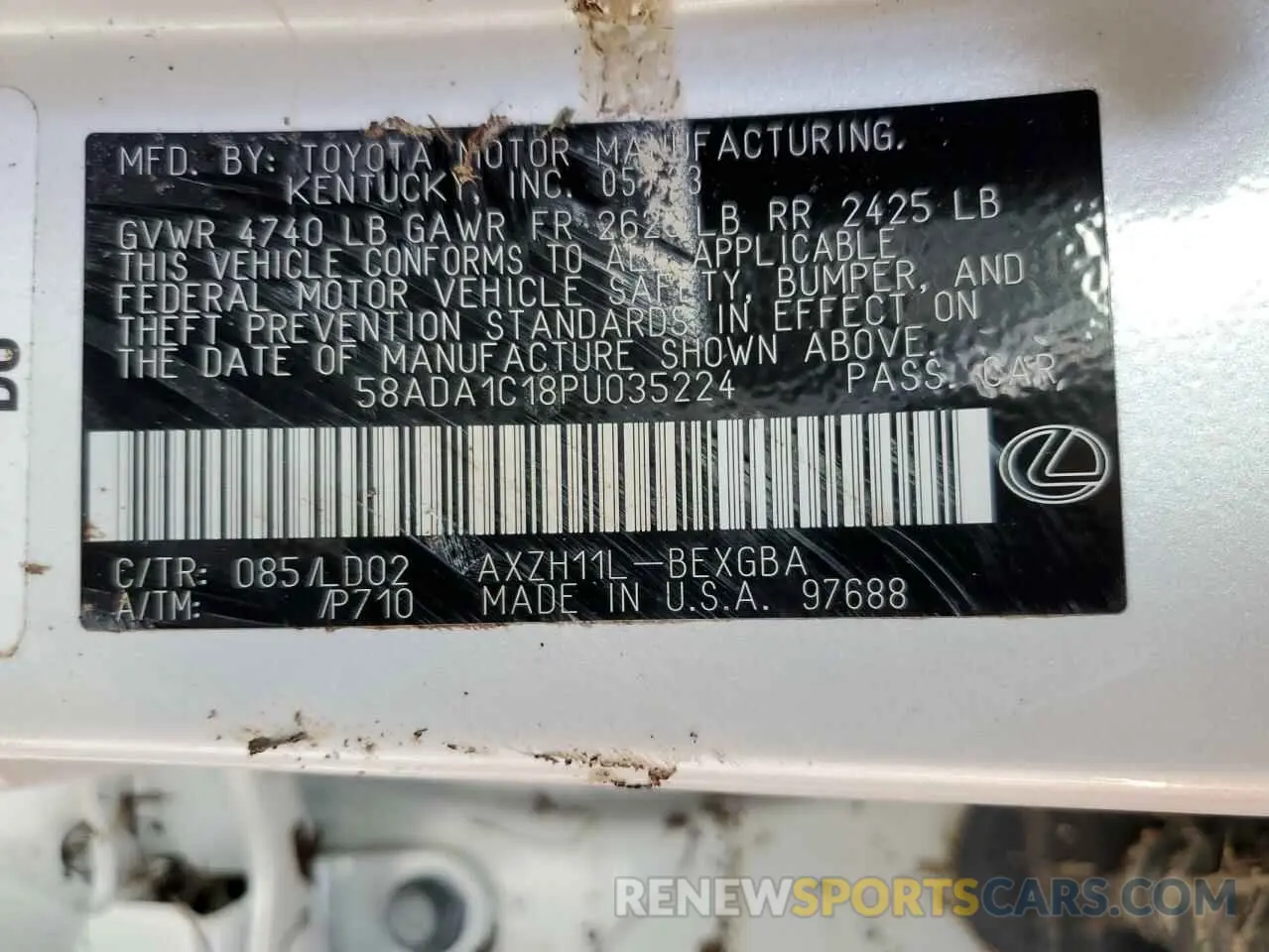 13 Photograph of a damaged car 58ADA1C18PU035224 LEXUS ES300 2023
