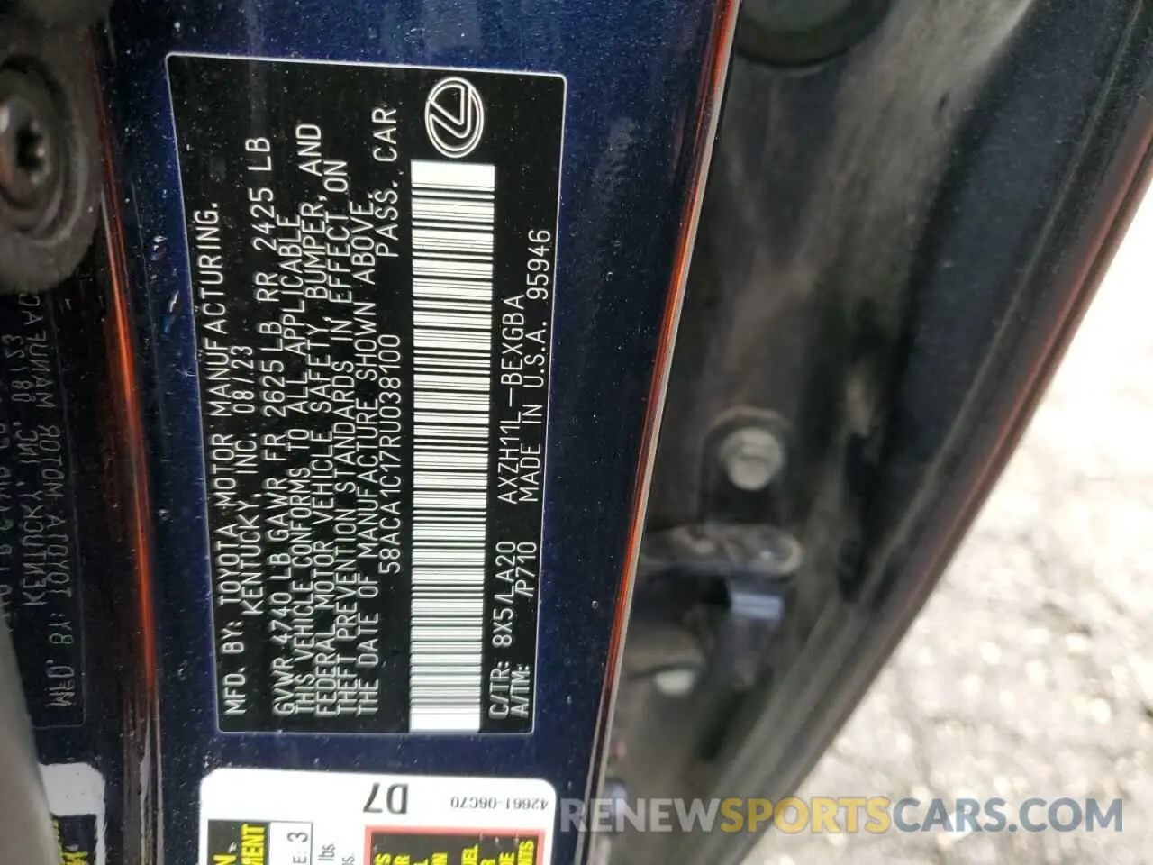 12 Photograph of a damaged car 58ACA1C17RU038100 LEXUS ES300 2024
