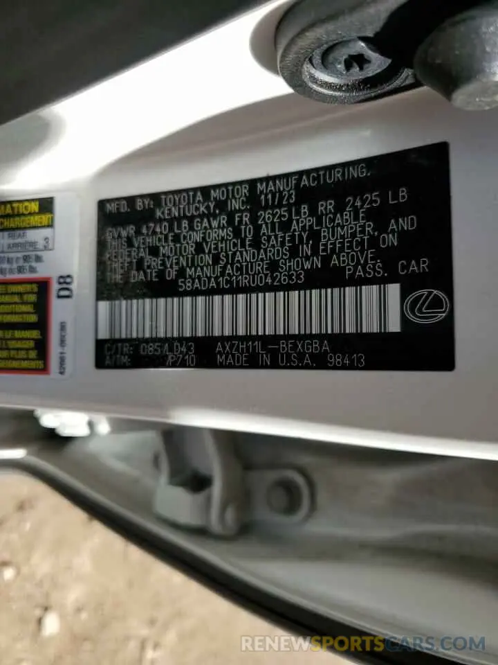 12 Photograph of a damaged car 58ADA1C11RU042633 LEXUS ES300 2024