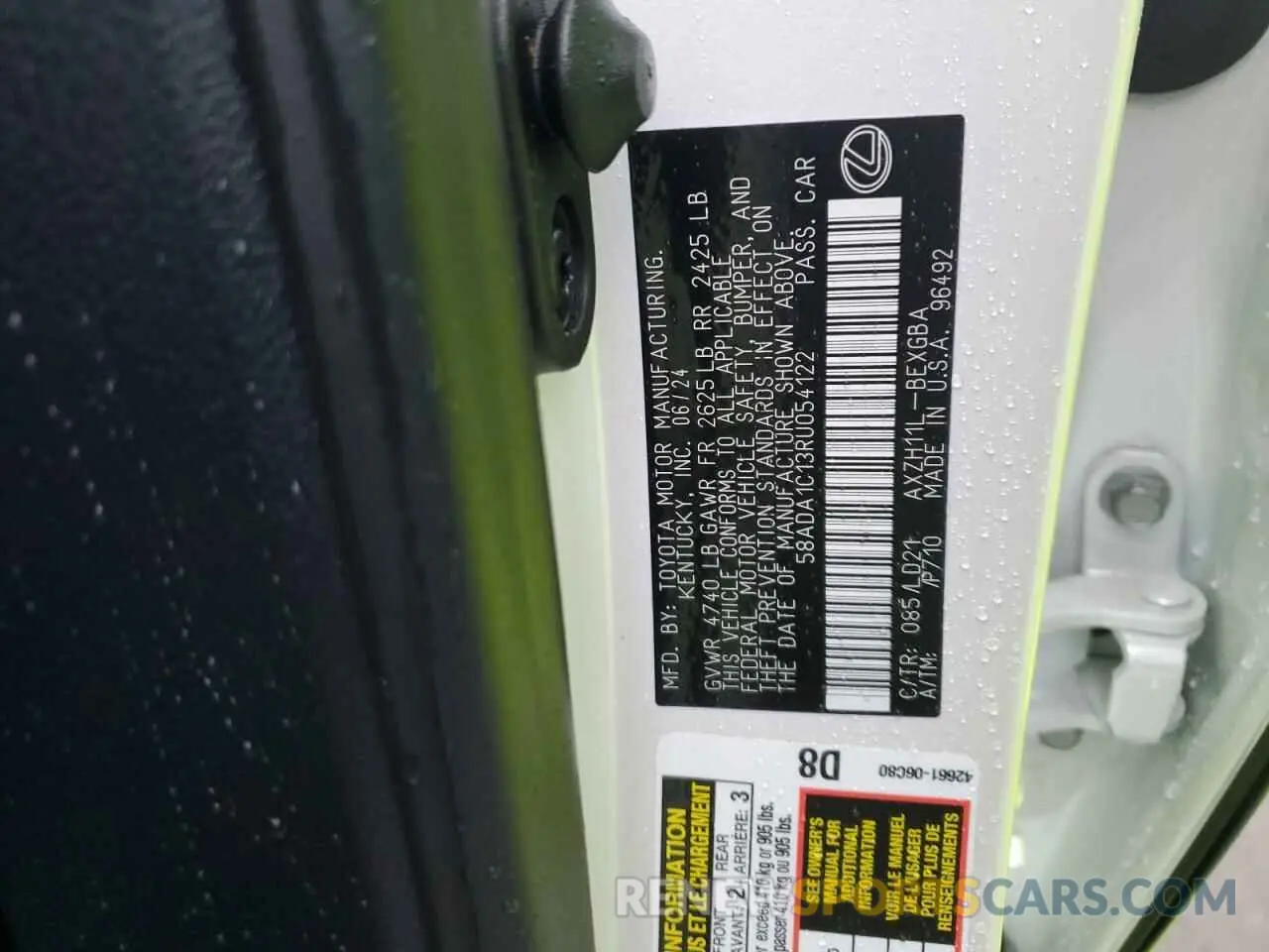 14 Фотография поврежденного автомобиля 58ADA1C13RU054122 LEXUS ES300 2024