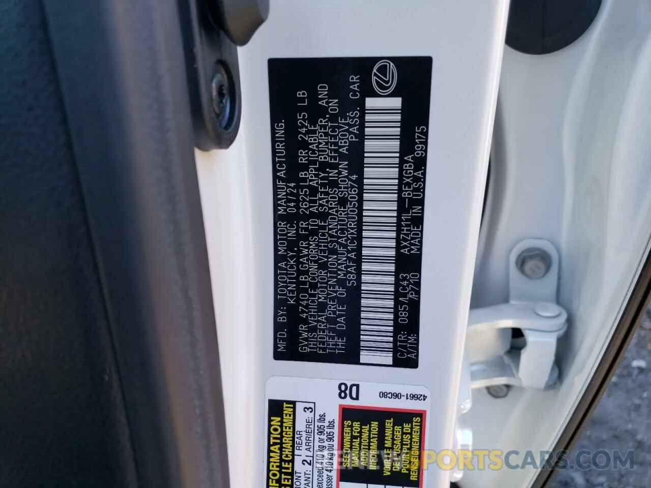 12 Фотография поврежденного автомобиля 58AFA1C1XRU050674 LEXUS ES300 2024
