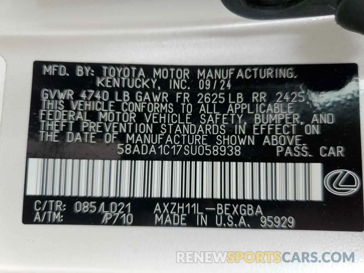 12 Фотография поврежденного автомобиля 58ADA1C17SU058938 LEXUS ES300 2025