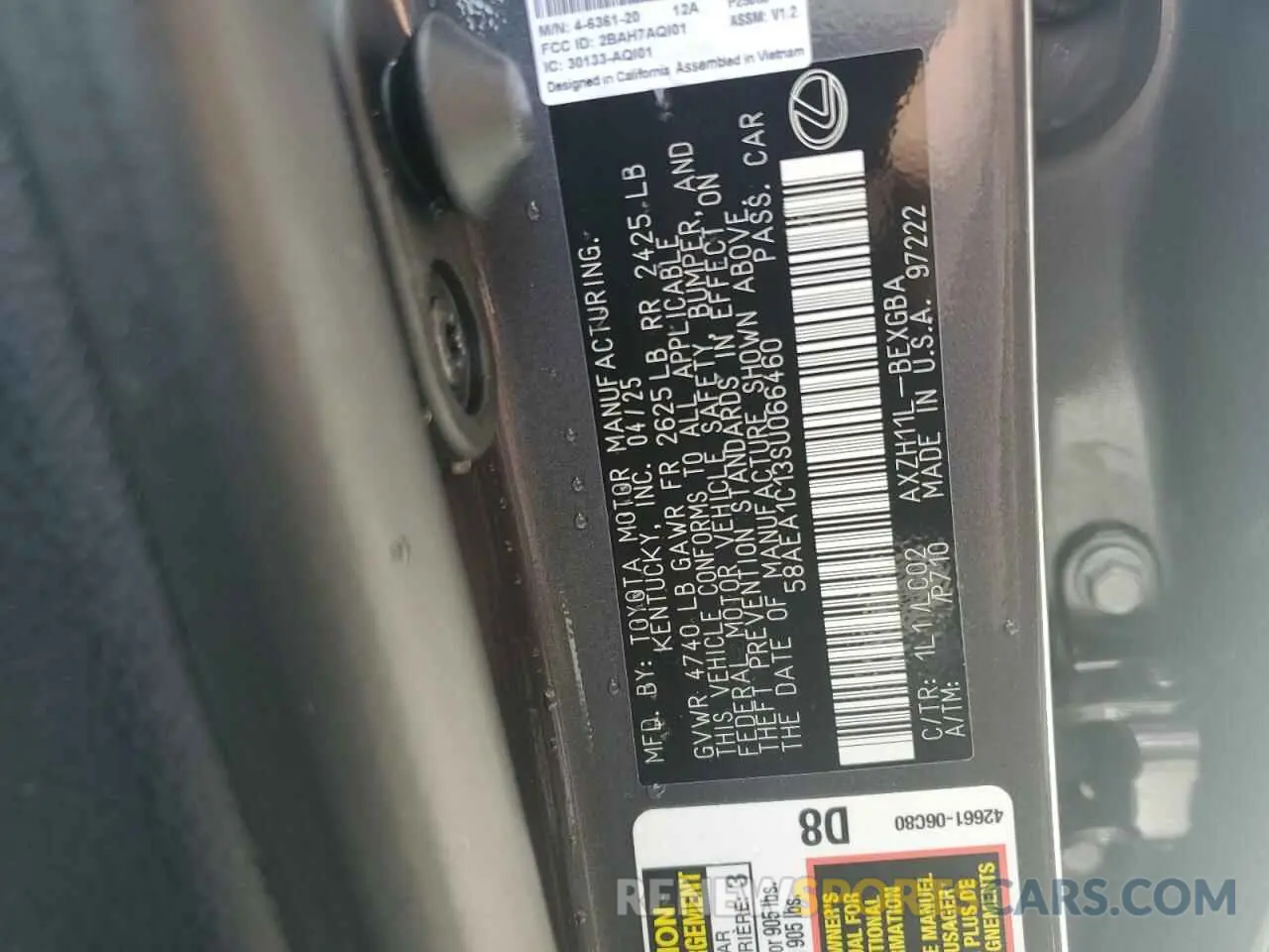 12 Photograph of a damaged car 58AEA1C13SU066460 LEXUS ES300 2025