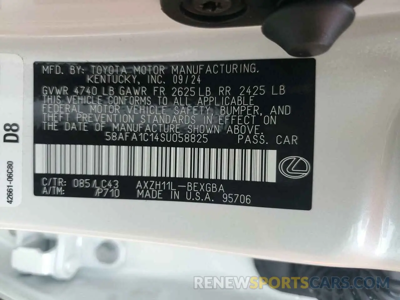 13 Photograph of a damaged car 58AFA1C14SU058825 LEXUS ES300 2025