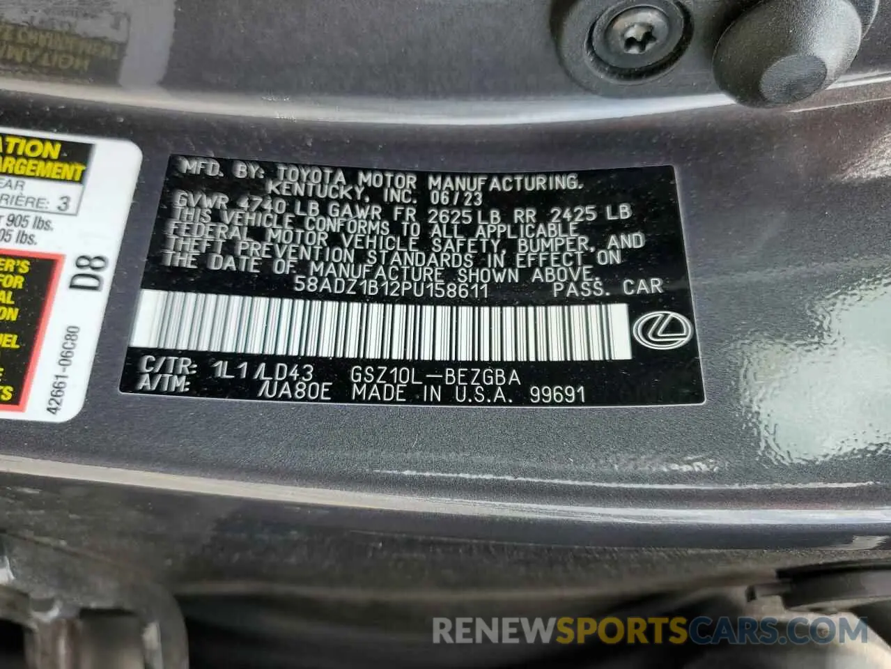 13 Фотография поврежденного автомобиля 58ADZ1B12PU158611 LEXUS ES350 2023