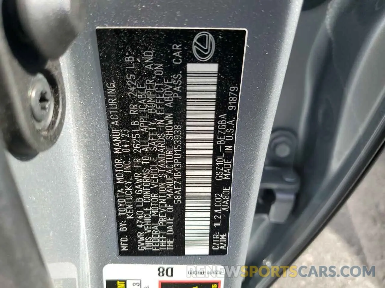 13 Фотография поврежденного автомобиля 58AEZ1B13PU153938 LEXUS ES350 2023