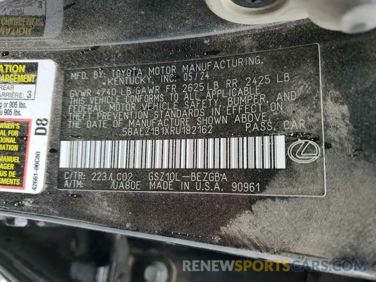 12 Фотография поврежденного автомобиля 58AEZ1B1XRU182162 LEXUS ES350 2024