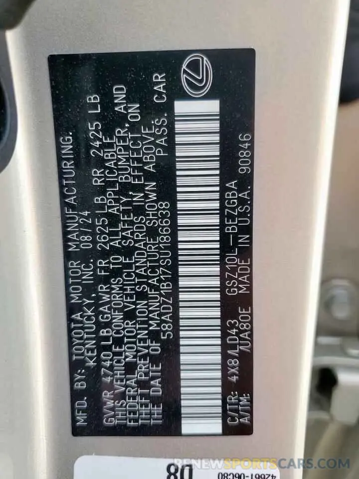 13 Фотография поврежденного автомобиля 58ADZ1B17SU186638 LEXUS ES350 2025