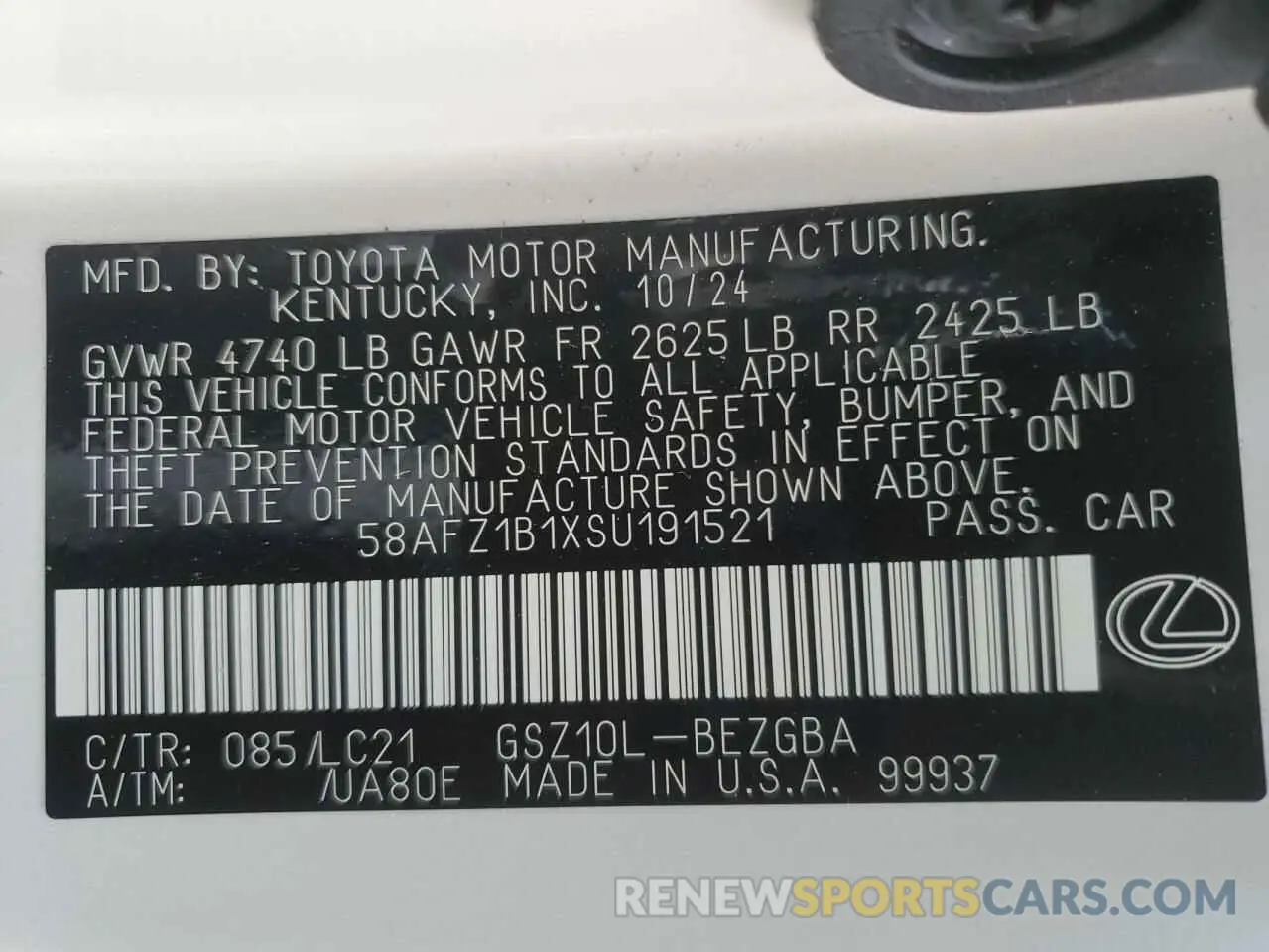 13 Photograph of a damaged car 58AFZ1B1XSU191521 LEXUS ES350 2025