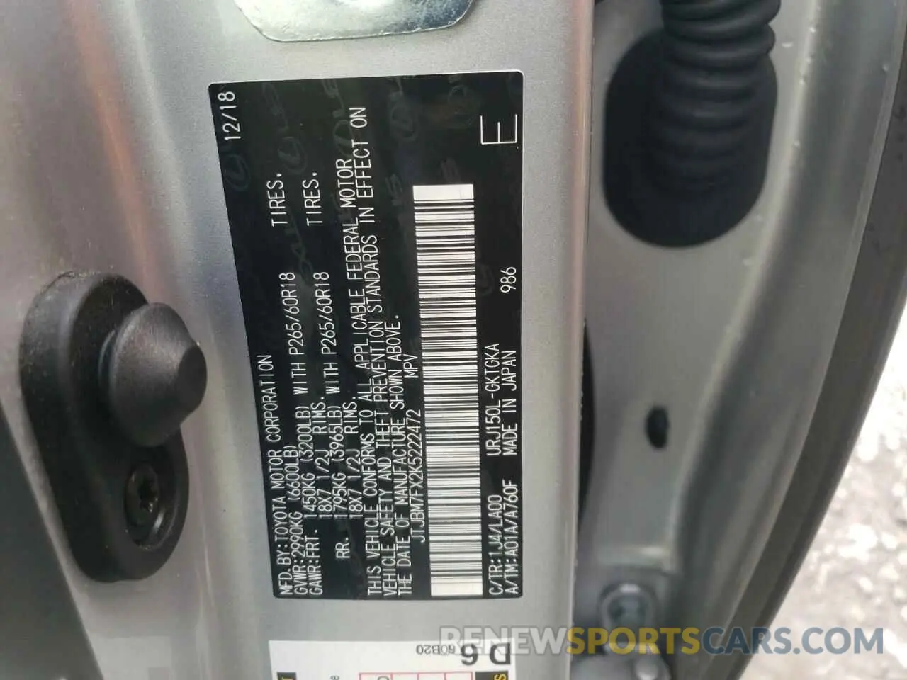 10 Фотография поврежденного автомобиля JTJBM7FX2K5222472 LEXUS GX 2019