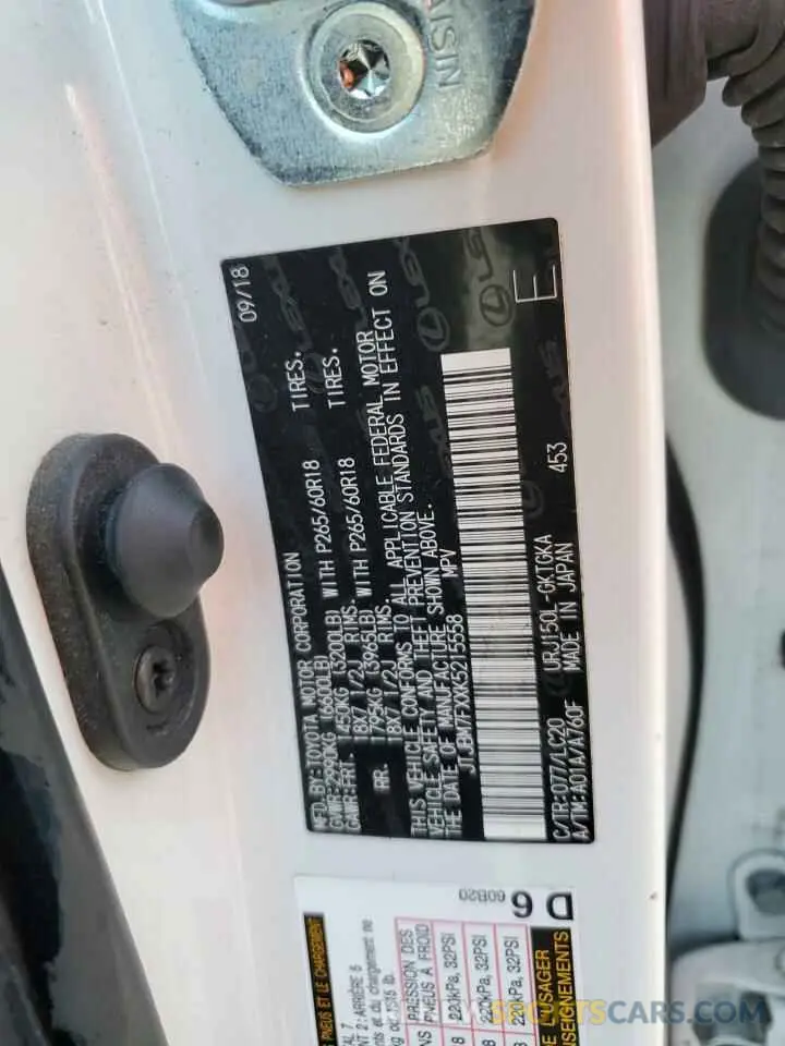 14 Photograph of a damaged car JTJBM7FXXK5215558 LEXUS GX 2019
