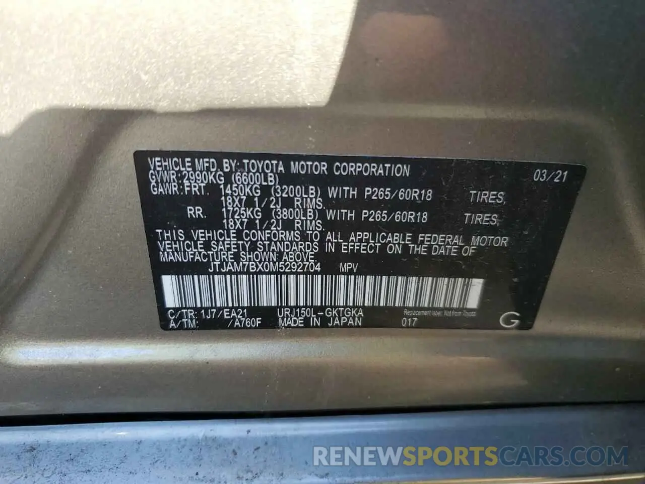 12 Фотография поврежденного автомобиля JTJAM7BX0M5292704 LEXUS GX 2021