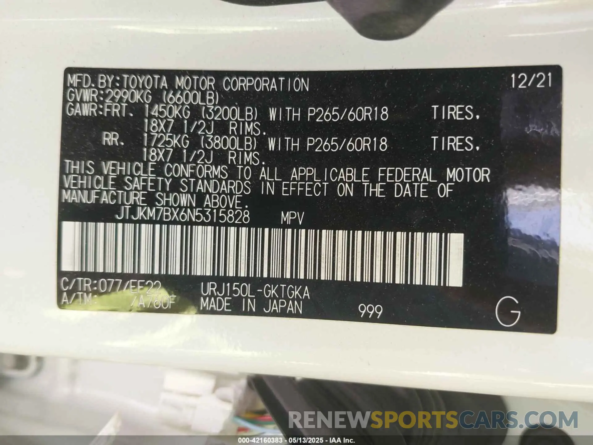 9 Фотография поврежденного автомобиля JTJKM7BX6N5315828 LEXUS GX 460 2022