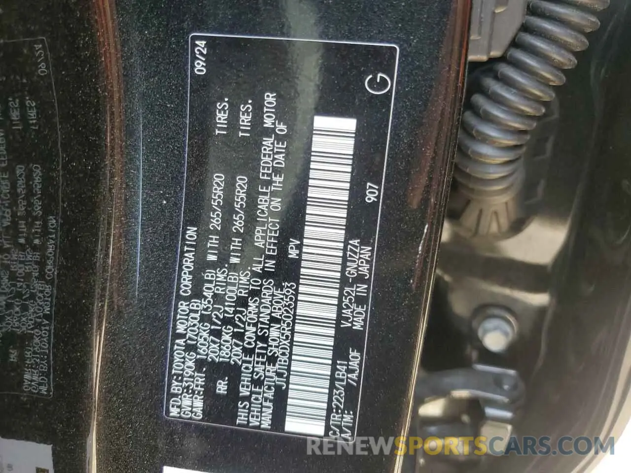 14 Фотография поврежденного автомобиля JTJTBCDX5R5023593 LEXUS GX 550 PRE 2024