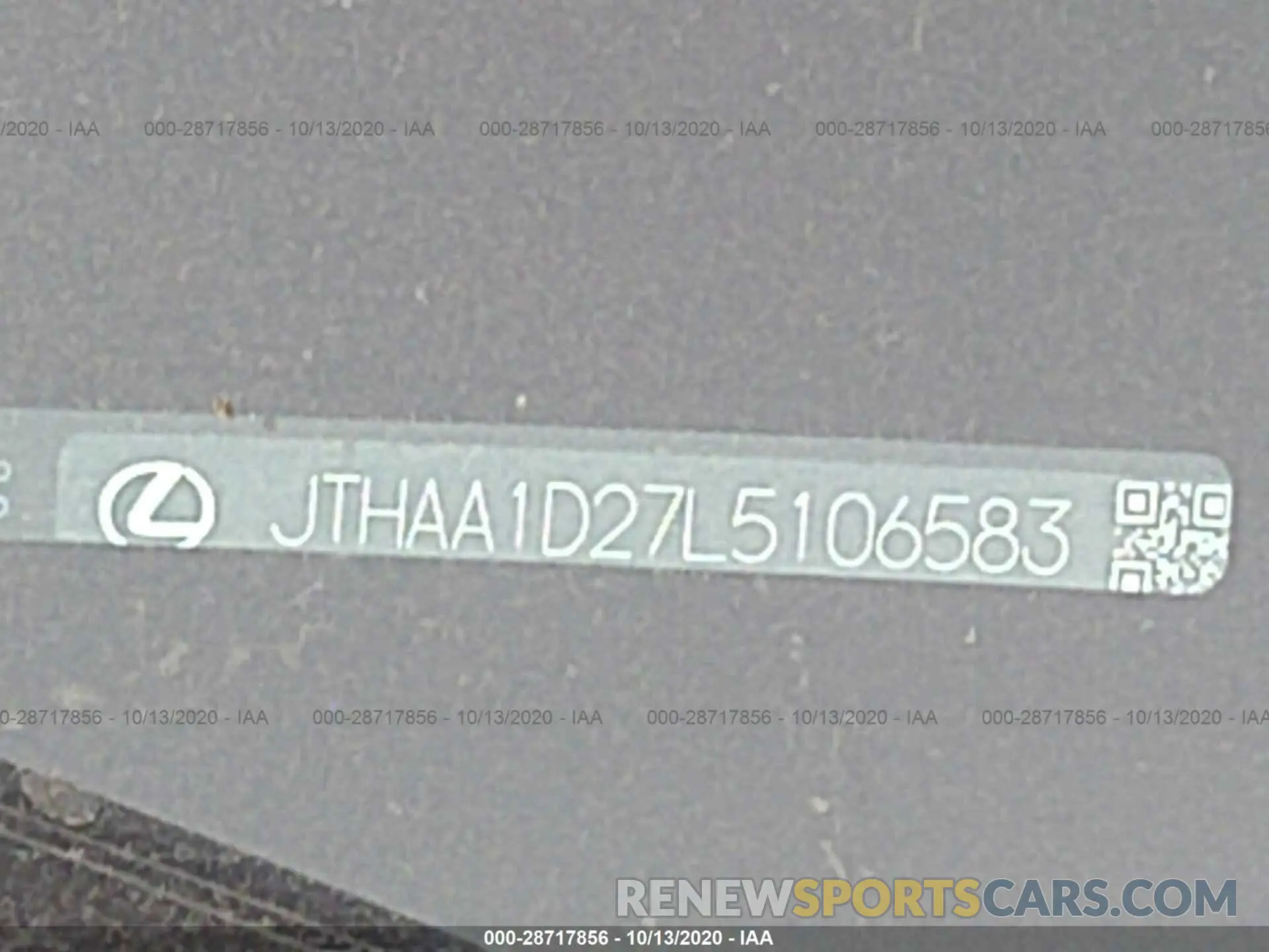 9 Photograph of a damaged car JTHAA1D27L5106583 LEXUS IS 2020