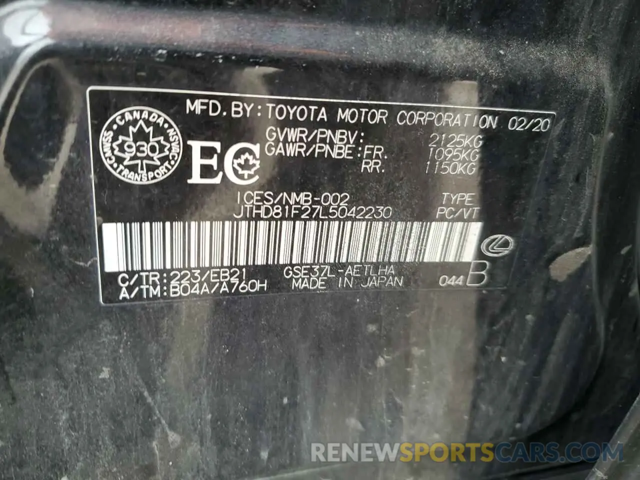 13 Фотография поврежденного автомобиля JTHD81F27L5042230 LEXUS IS 2020