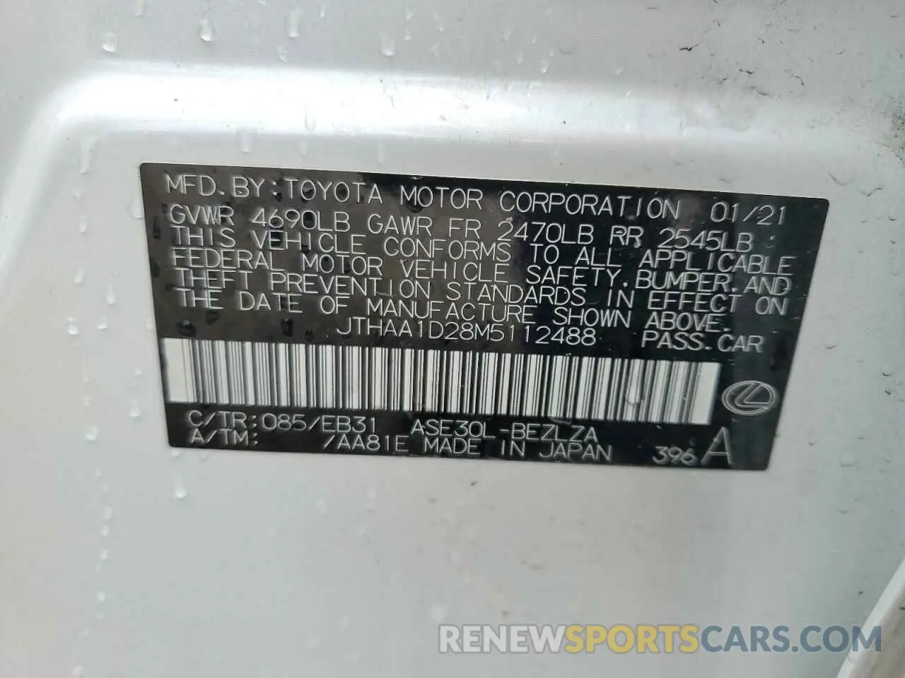 12 Фотография поврежденного автомобиля JTHAA1D28M5112488 LEXUS IS 2021