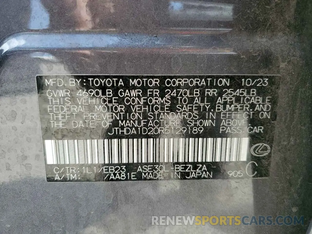 13 Photograph of a damaged car JTHDA1D20R5129189 LEXUS IS 2024