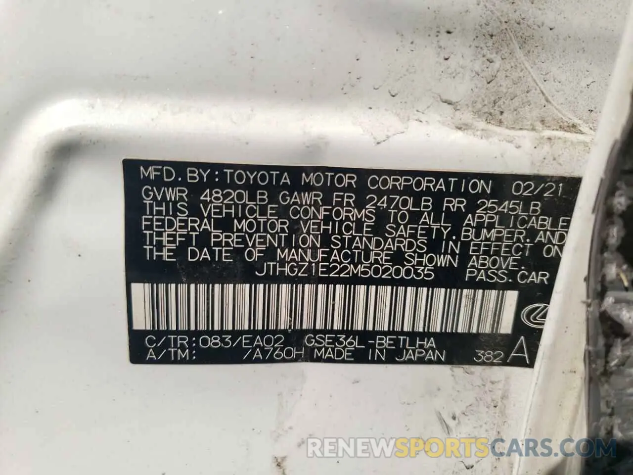 12 Photograph of a damaged car JTHGZ1E22M5020035 LEXUS IS 350 F S 2021