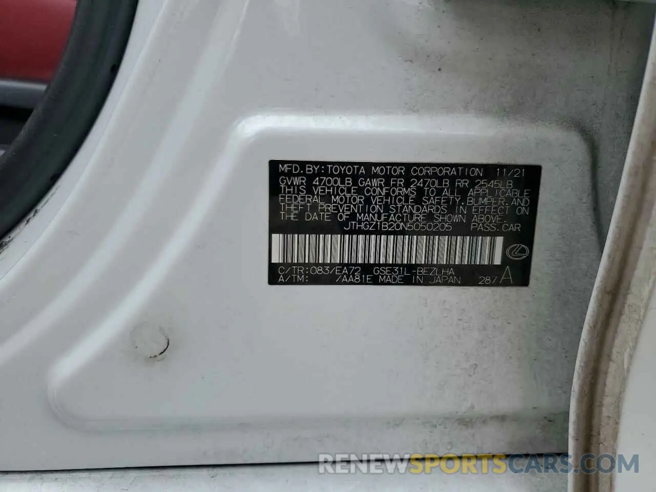 13 Фотография поврежденного автомобиля JTHGZ1B20N5050205 LEXUS IS 350 F S 2022