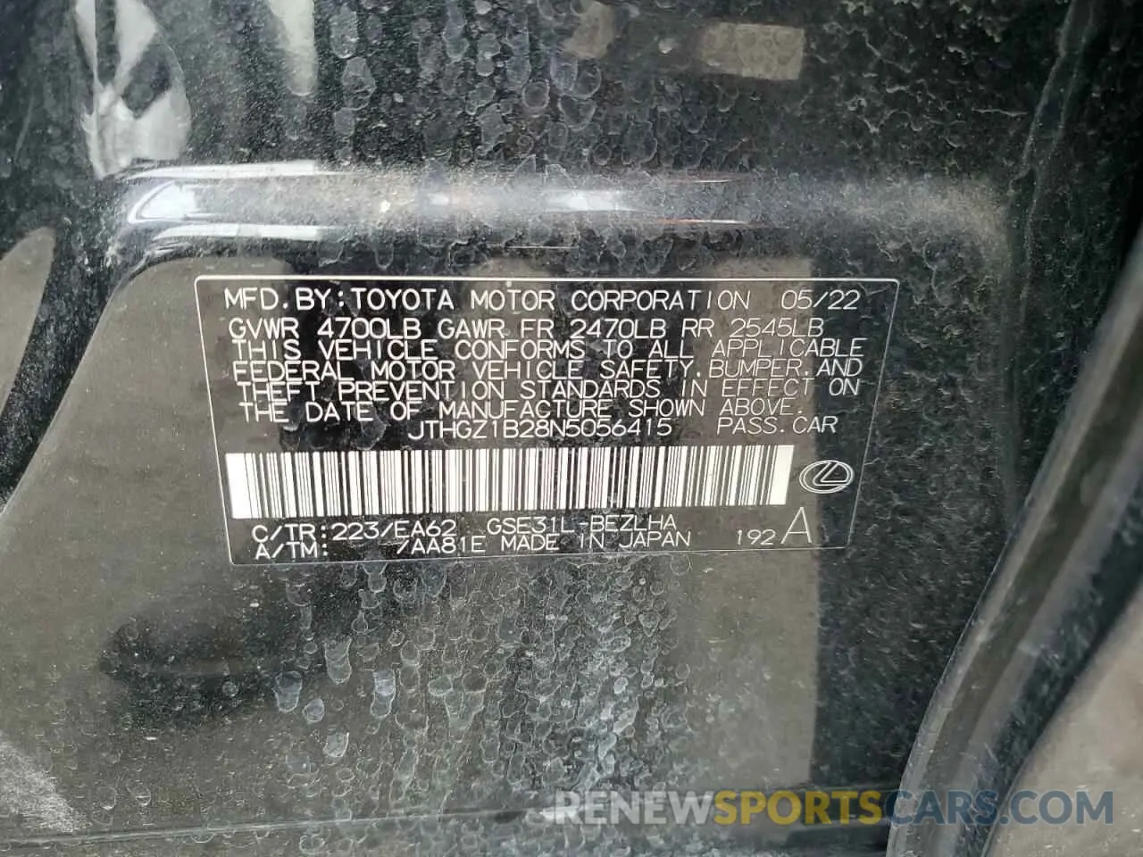 13 Фотография поврежденного автомобиля JTHGZ1B28N5056415 LEXUS IS 350 F S 2022