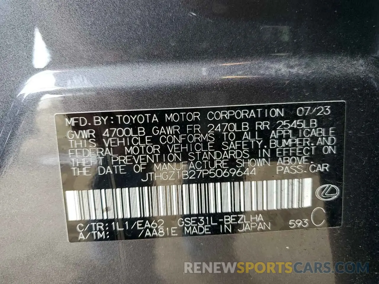 13 Фотография поврежденного автомобиля JTHGZ1B27P5069644 LEXUS IS 350 F S 2023