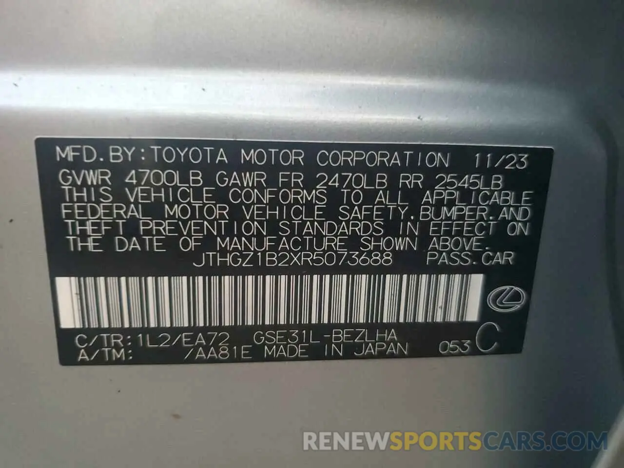 13 Фотография поврежденного автомобиля JTHGZ1B2XR5073688 LEXUS IS 350 F S 2024