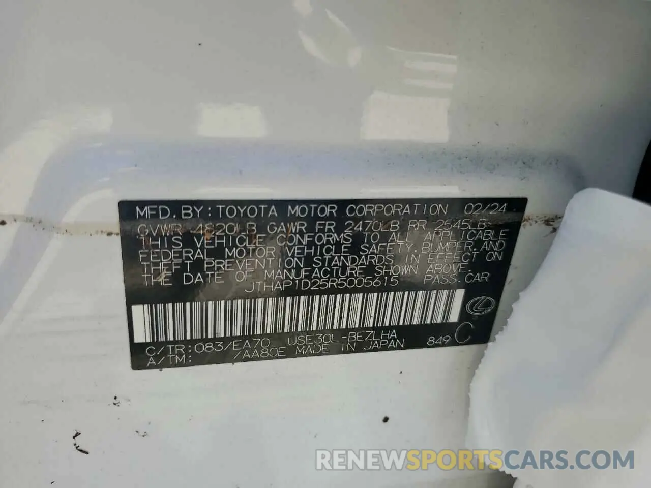 13 Photograph of a damaged car JTHAP1D25R5005615 LEXUS IS 500 F S 2024