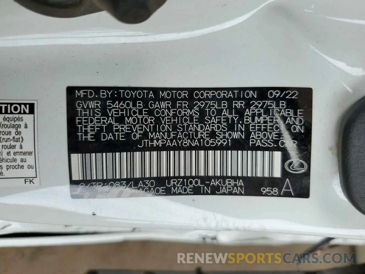 13 Фотография поврежденного автомобиля JTHMPAAY8NA105991 LEXUS LC500 2022