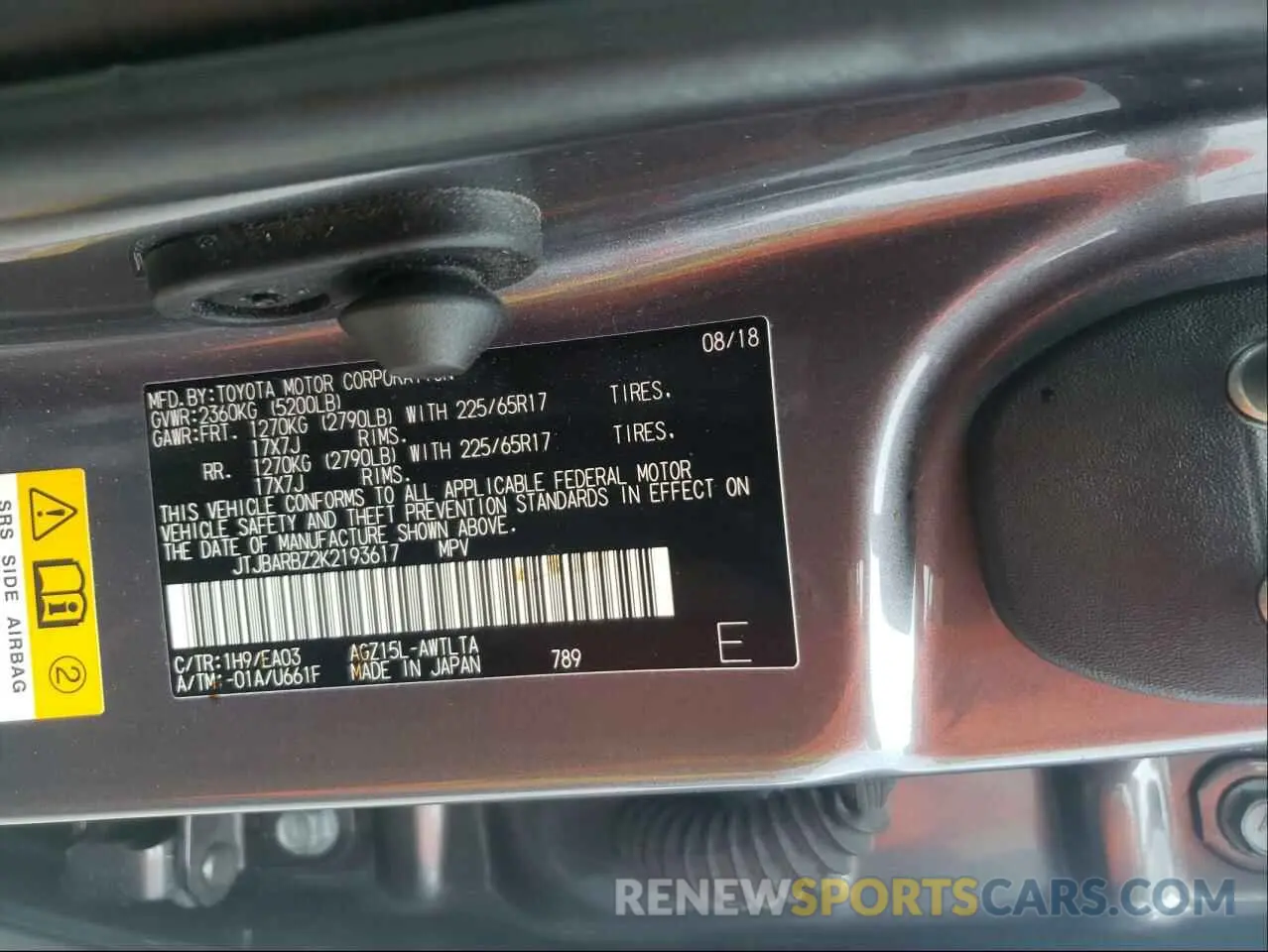 10 Photograph of a damaged car JTJBARBZ2K2193617 LEXUS NX 2019