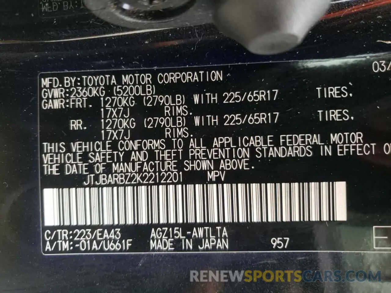 10 Photograph of a damaged car JTJBARBZ2K2212201 LEXUS NX 2019
