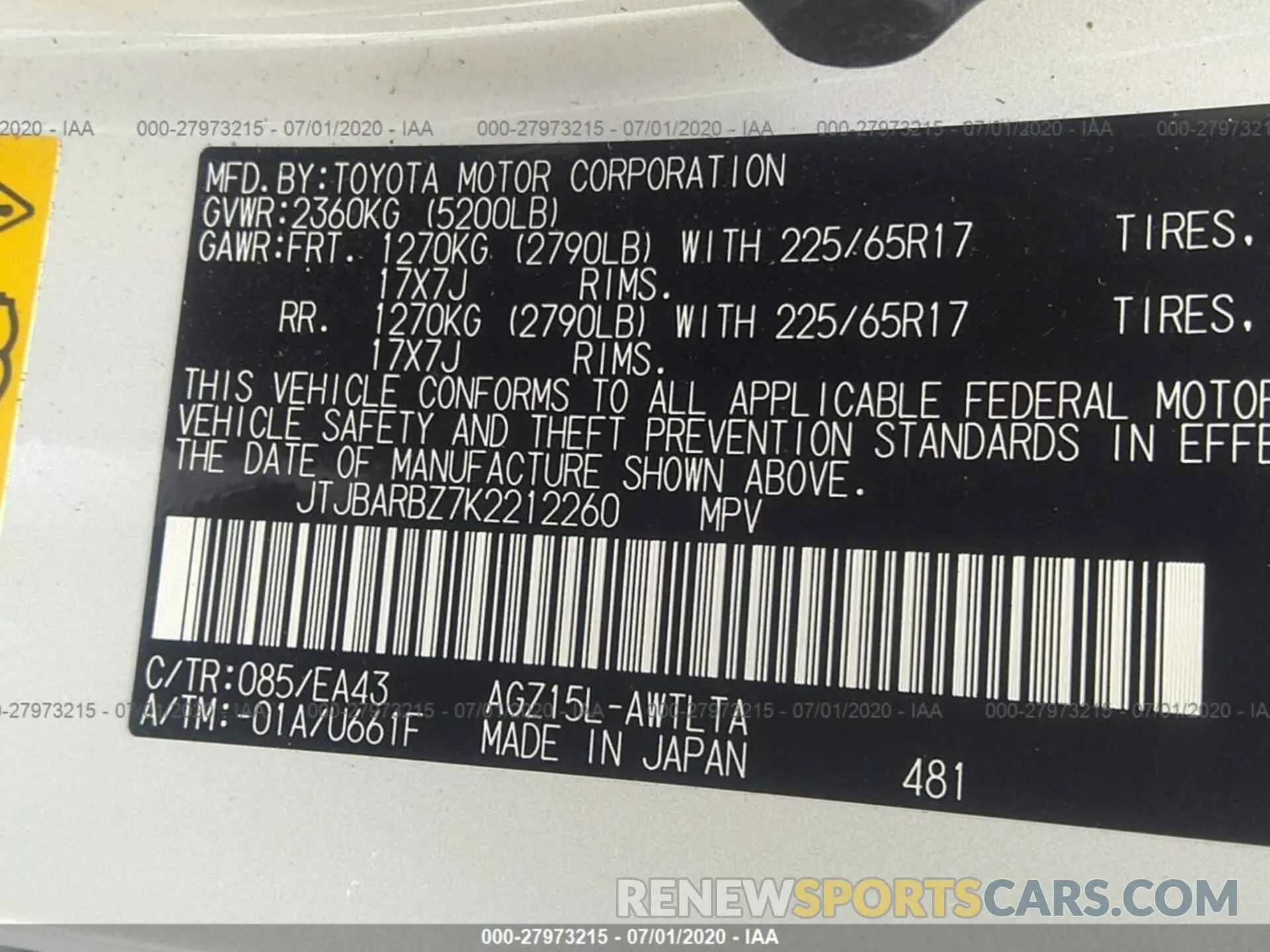 9 Photograph of a damaged car JTJBARBZ7K2212260 LEXUS NX 2019