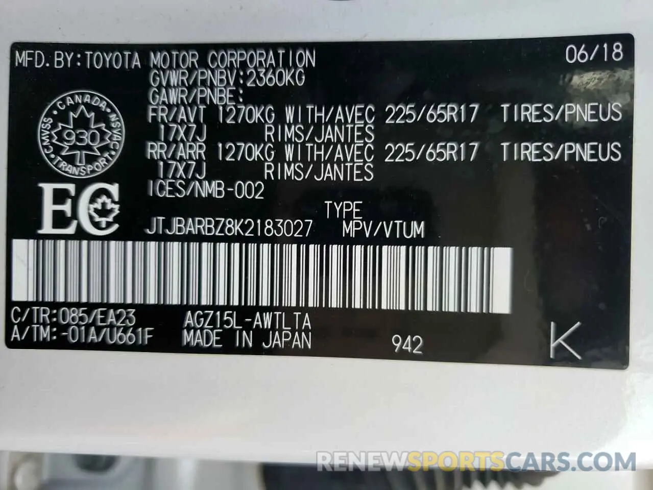 10 Photograph of a damaged car JTJBARBZ8K2183027 LEXUS NX 2019