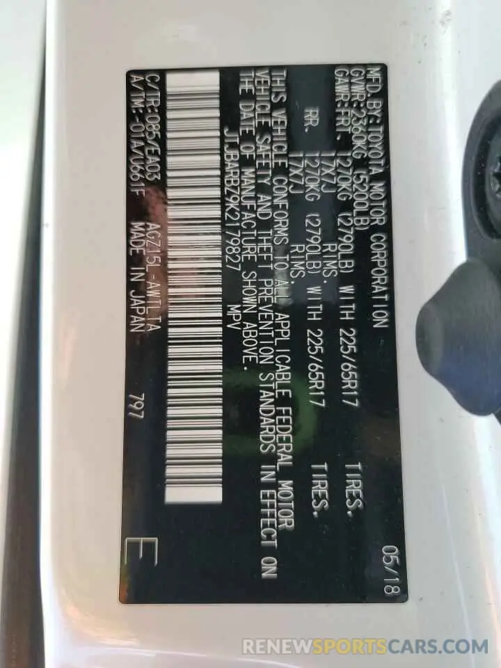 15 Photograph of a damaged car JTJBARBZ9K2179827 LEXUS NX 2019