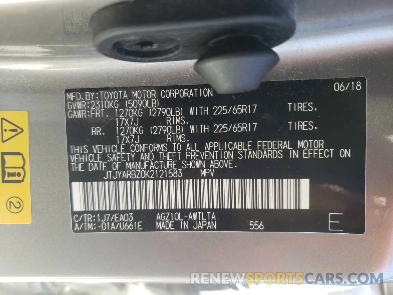 10 Photograph of a damaged car JTJYARBZ0K2121583 LEXUS NX 2019