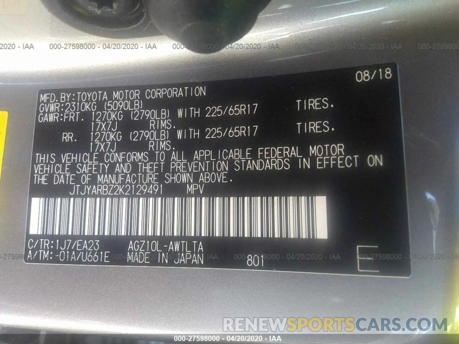 9 Photograph of a damaged car JTJYARBZ2K2129491 LEXUS NX 2019